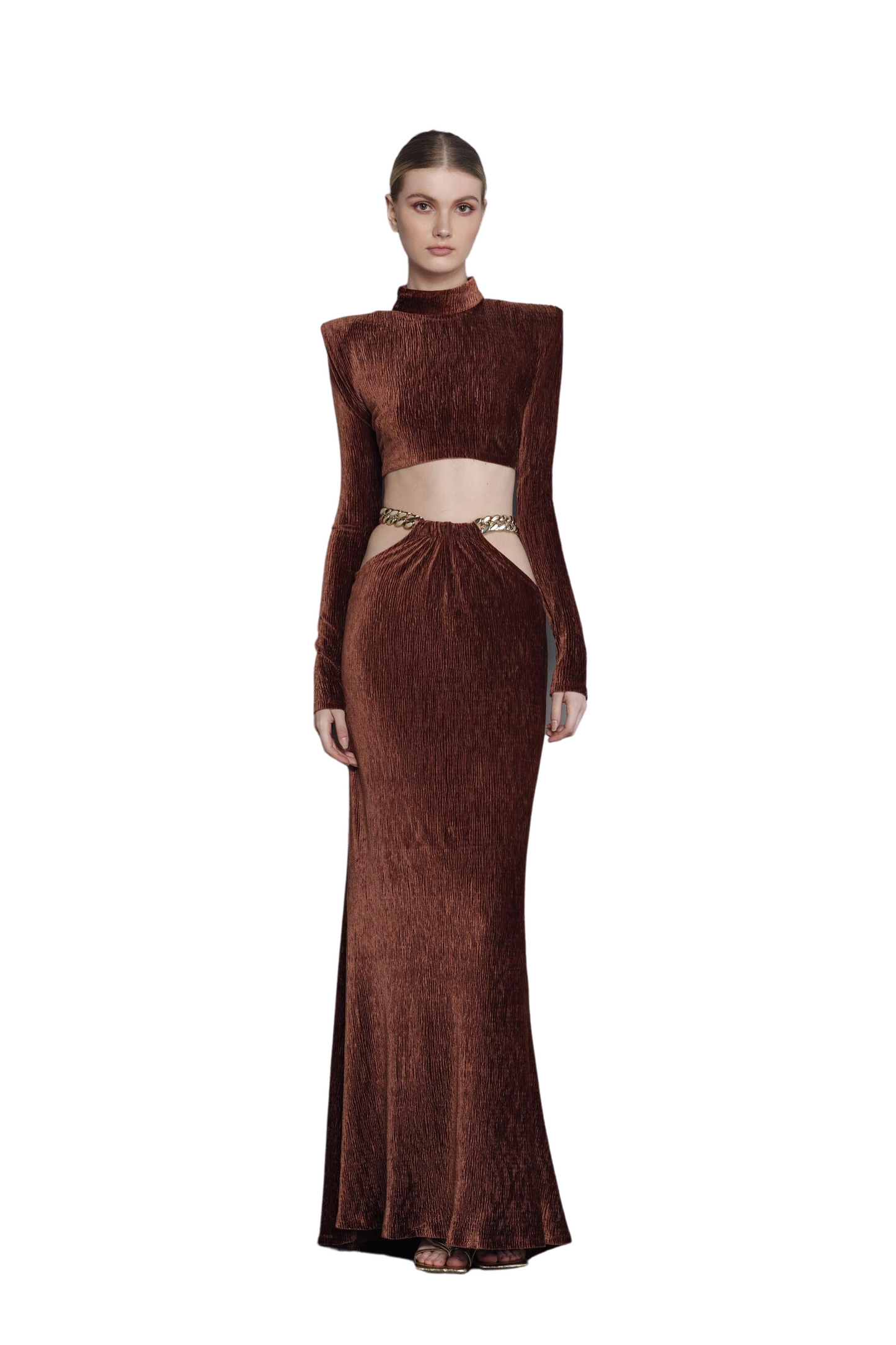 Cleopatra Two Piece Coffee Velvet Set