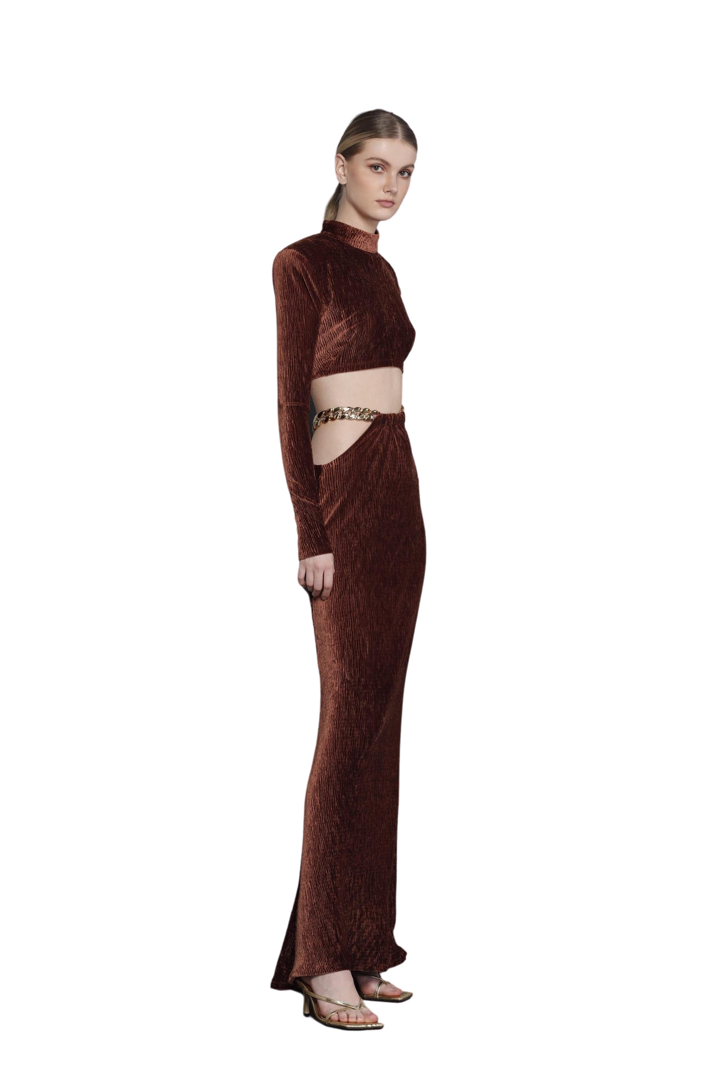 Cleopatra Two Piece Coffee Velvet Set