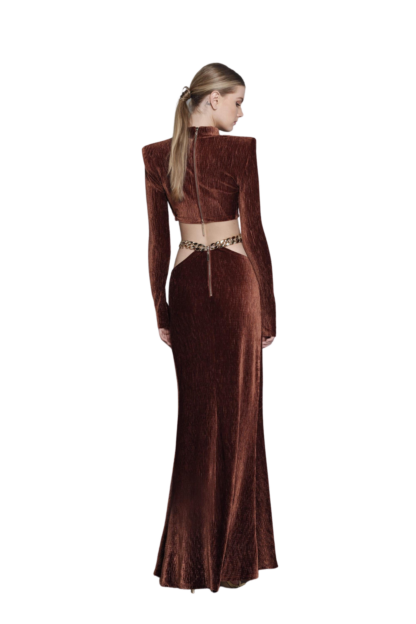Cleopatra Two Piece Coffee Velvet Set