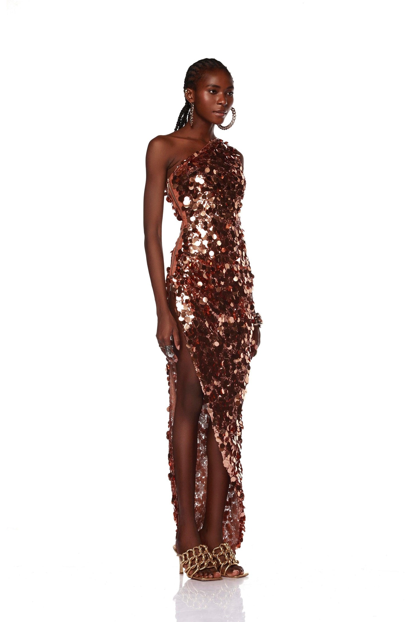 Farah One Shoulder Gold Gown - Pre Order