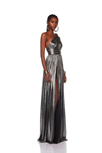 Goddess One Shoulder Silver Gown - Pre Order - BRONX AND BANCO
