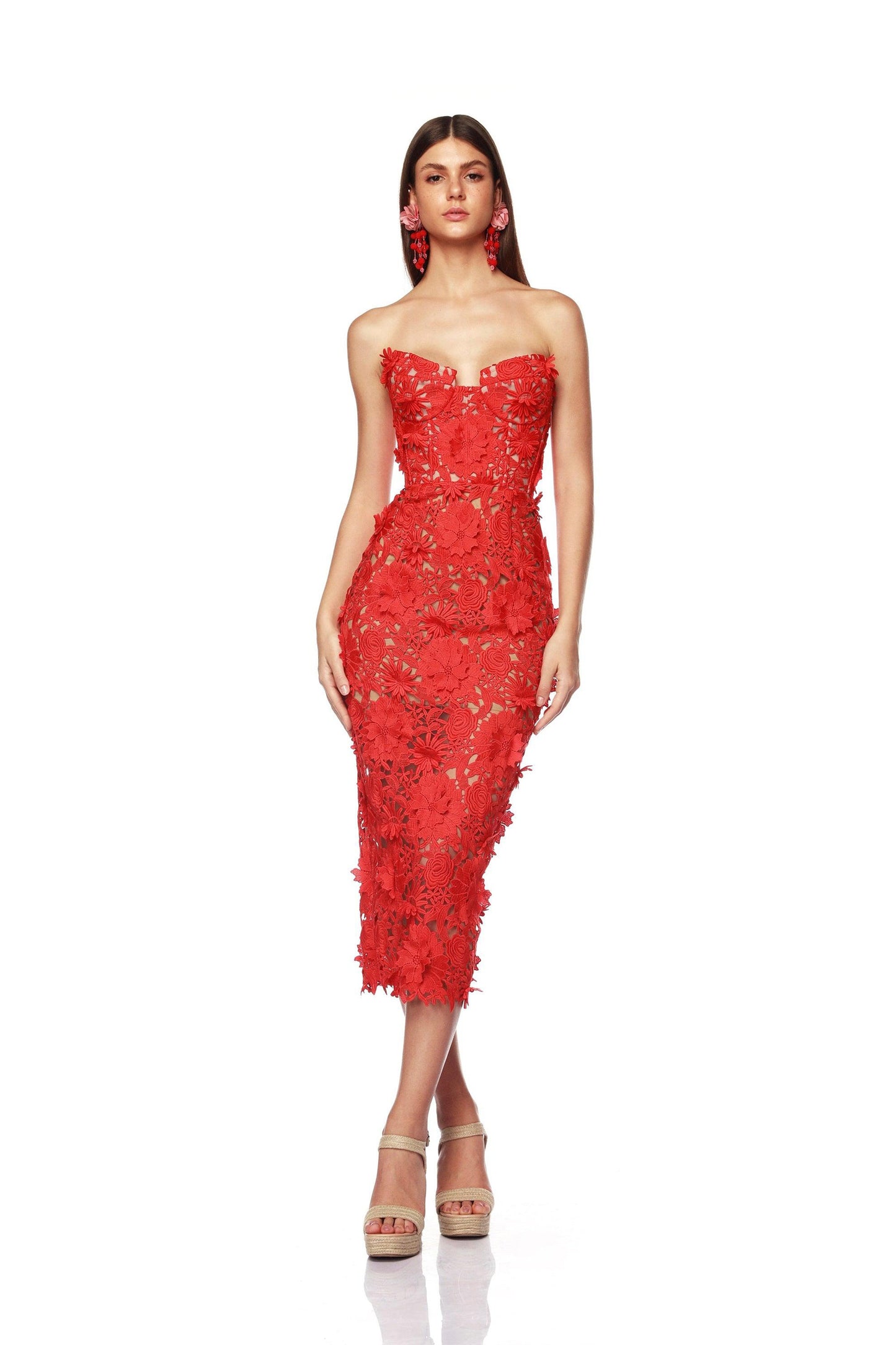 Jasmine Red Midi Dress