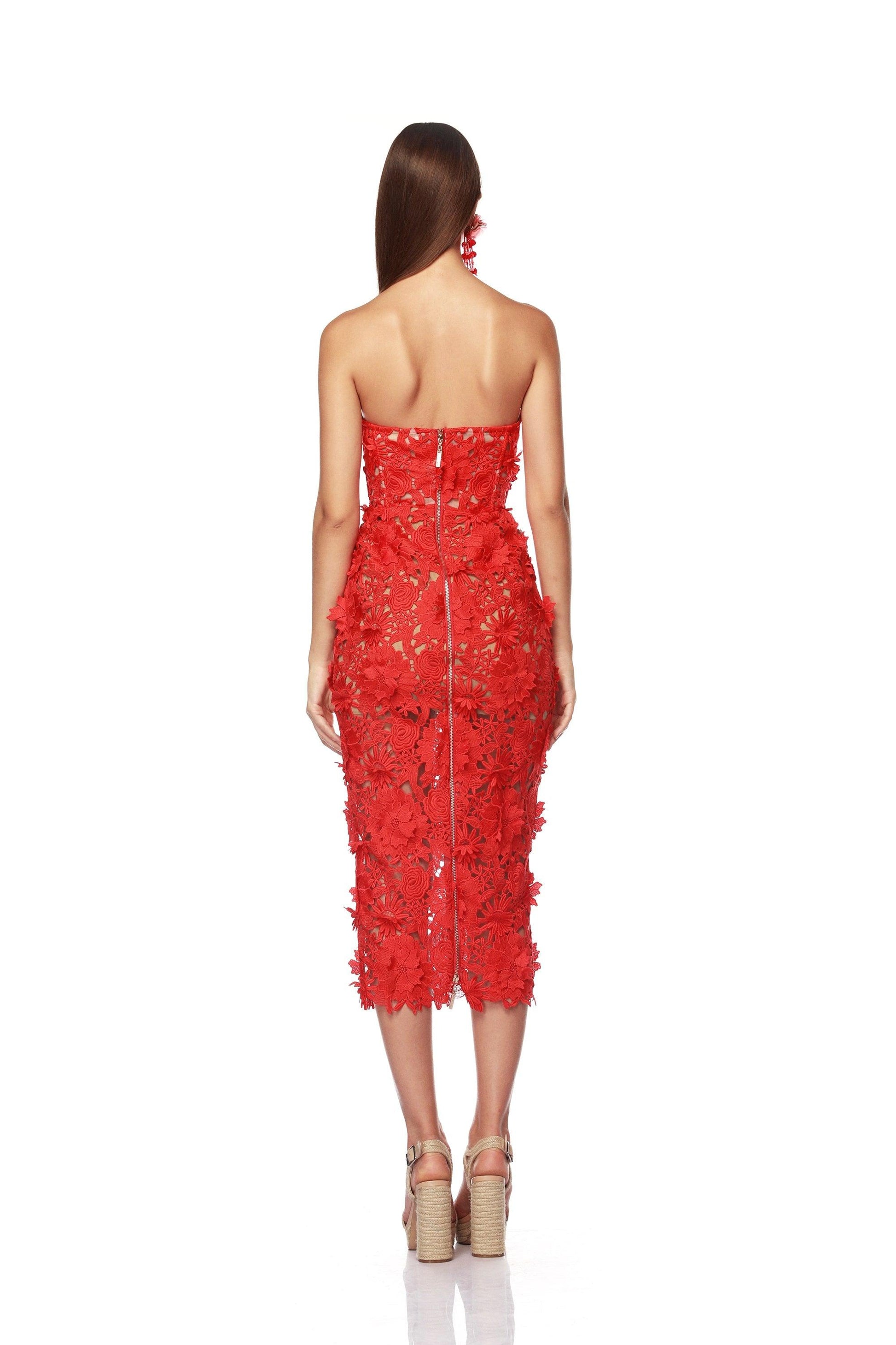 Jasmine Red Midi Dress - Pre Order - BRONX AND BANCO