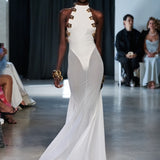 Kaya Sheer Illusion Metal Gown