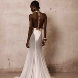 Kaya Sheer Illusion Metal Gown