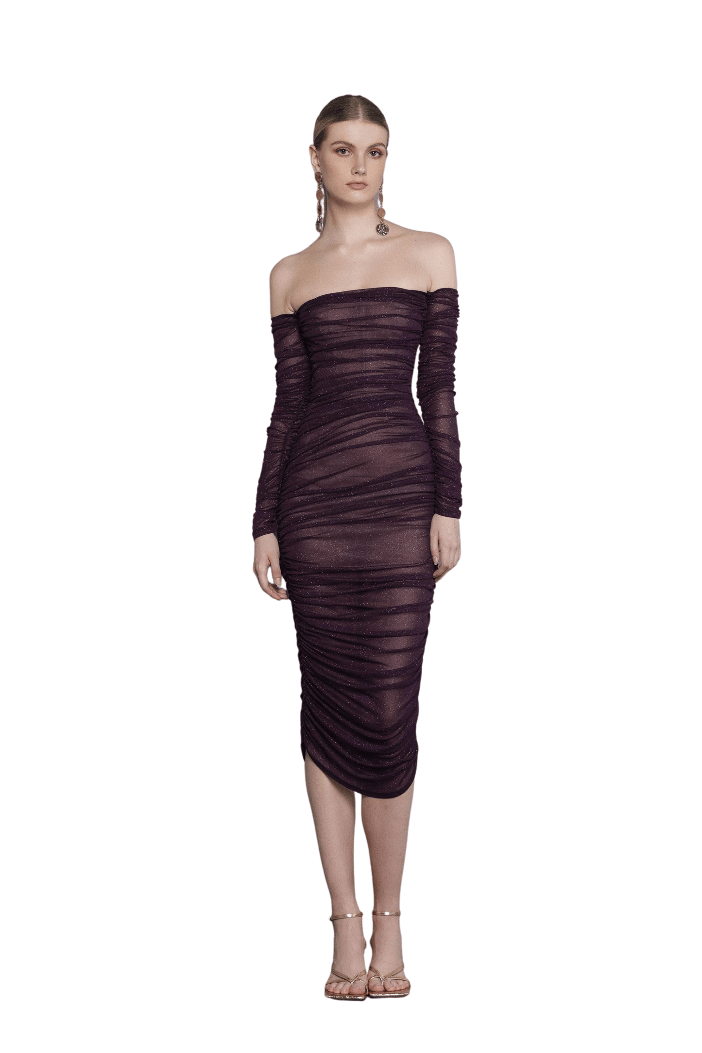 Maya Burgundy Midi Dress