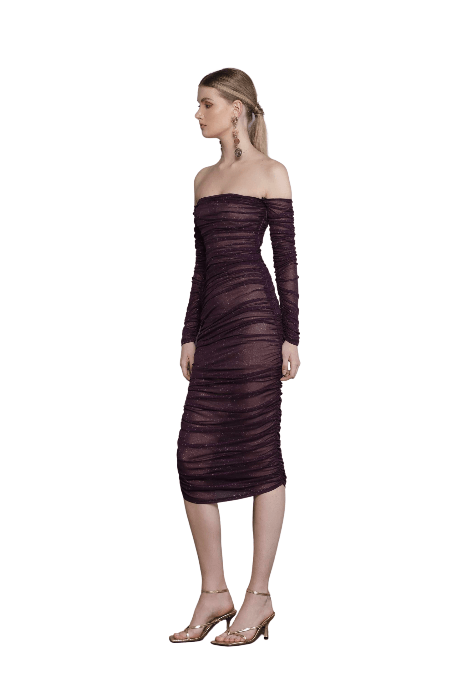 Maya Burgundy Midi Dress