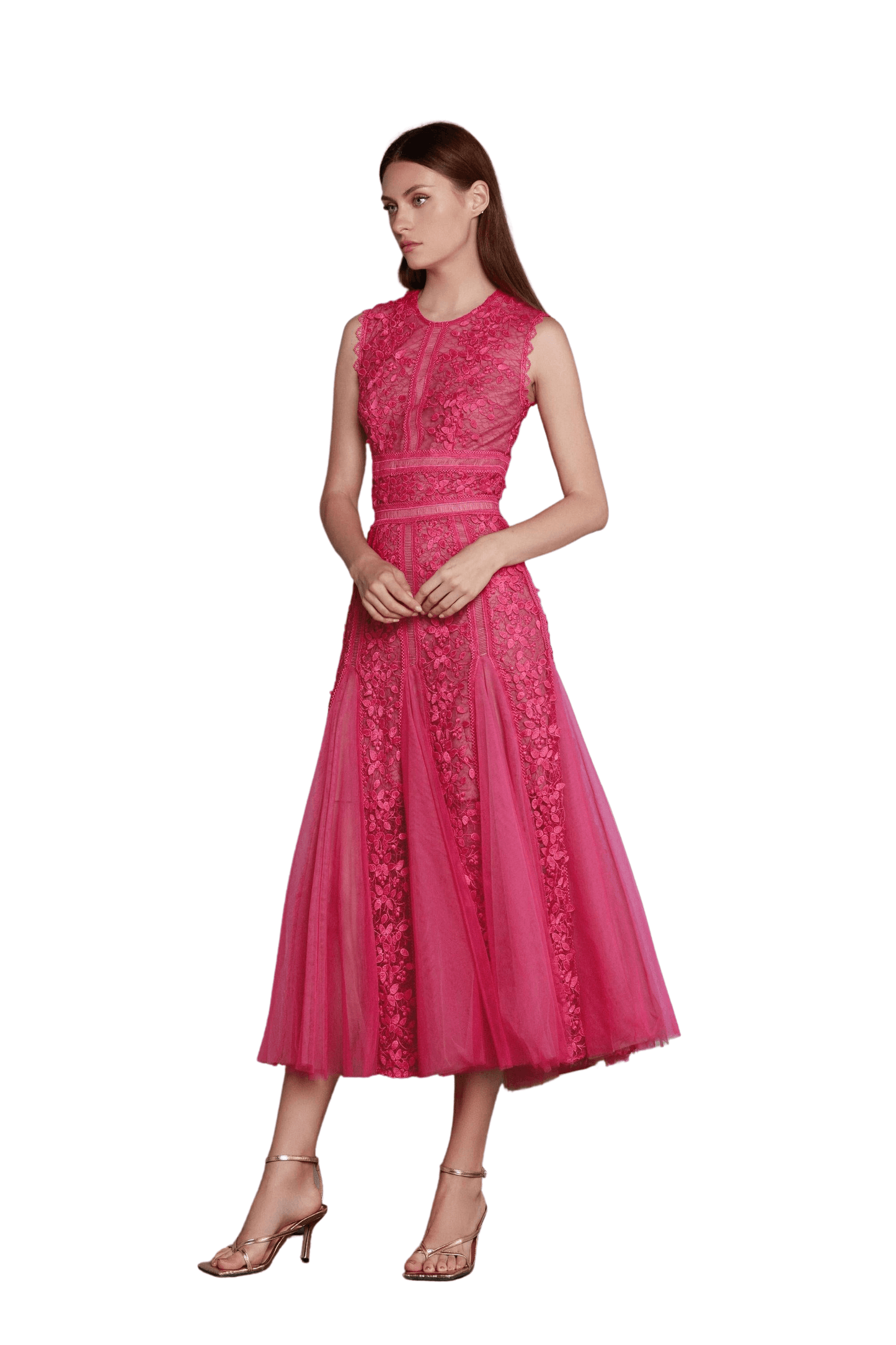 Megan Fuchsia Midi Dress