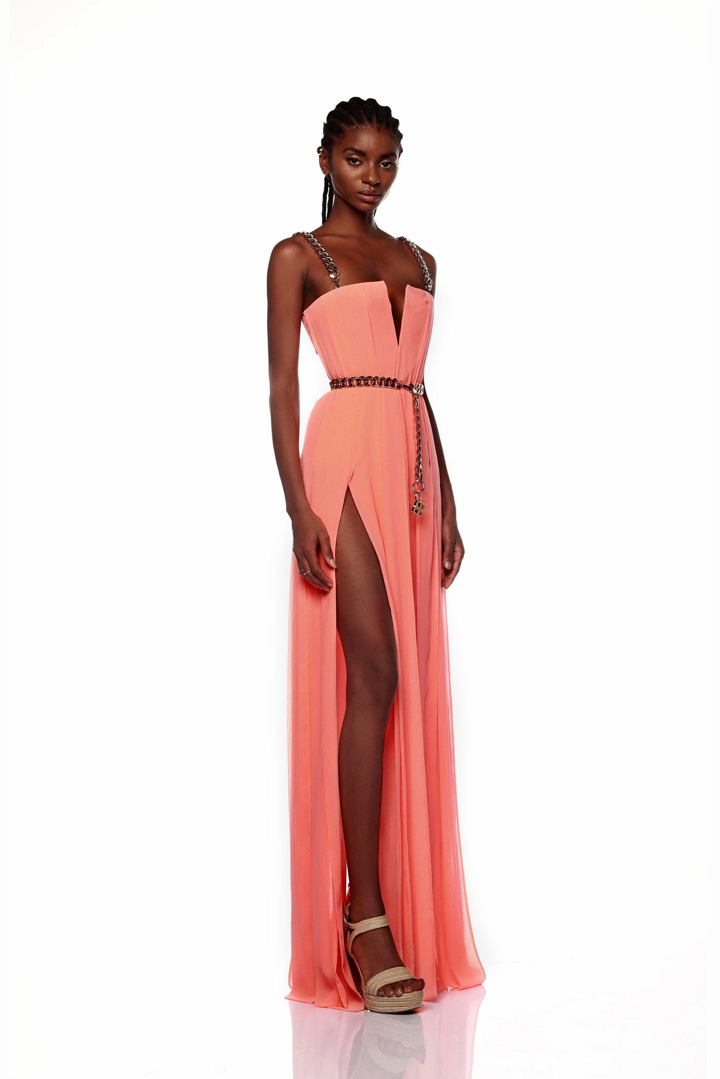 Nia Coral Strapless Gown - BRONX AND BANCO