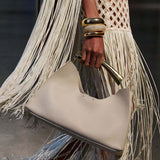 Poline Midi Bag in Blanc Pebbled Leather