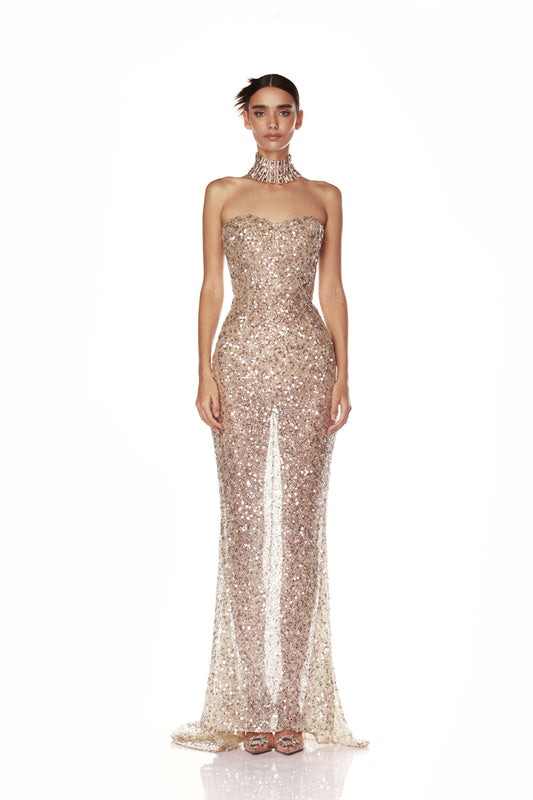 Giselle Silver Sequin Gown