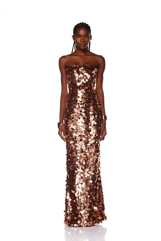 Farah Strapless Gold Gown