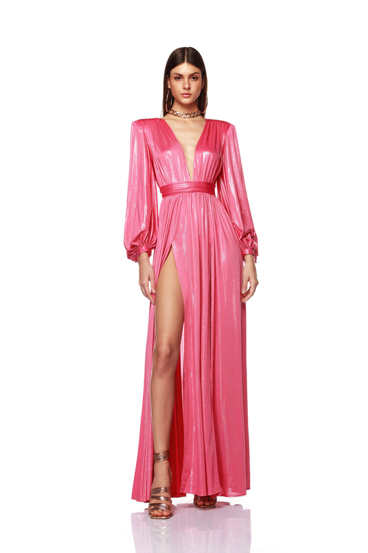 Zoe Metallic Pink Gown