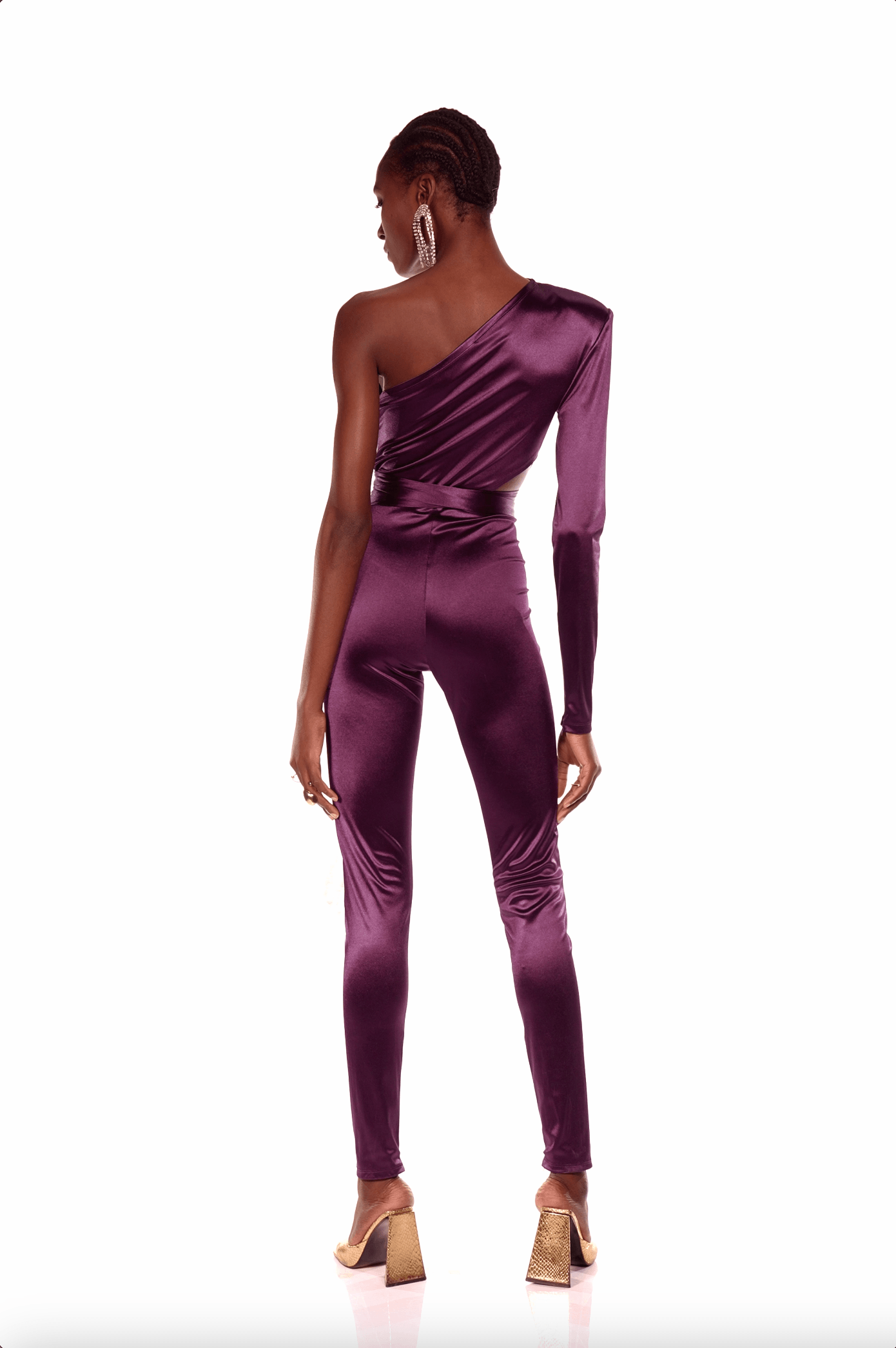 Stella One Sleeve Merlot Jumpsuit - Pre Order