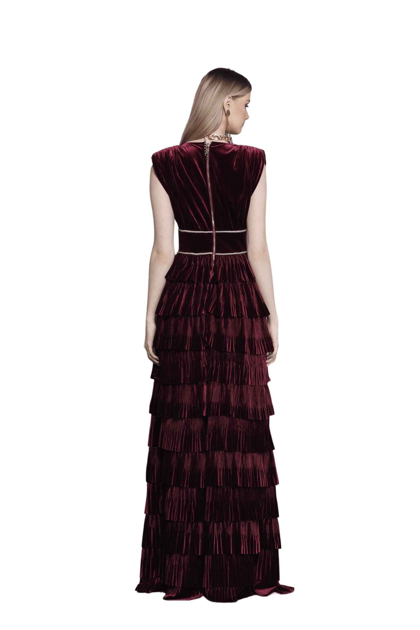 Velvet Burgundy Flared Gown