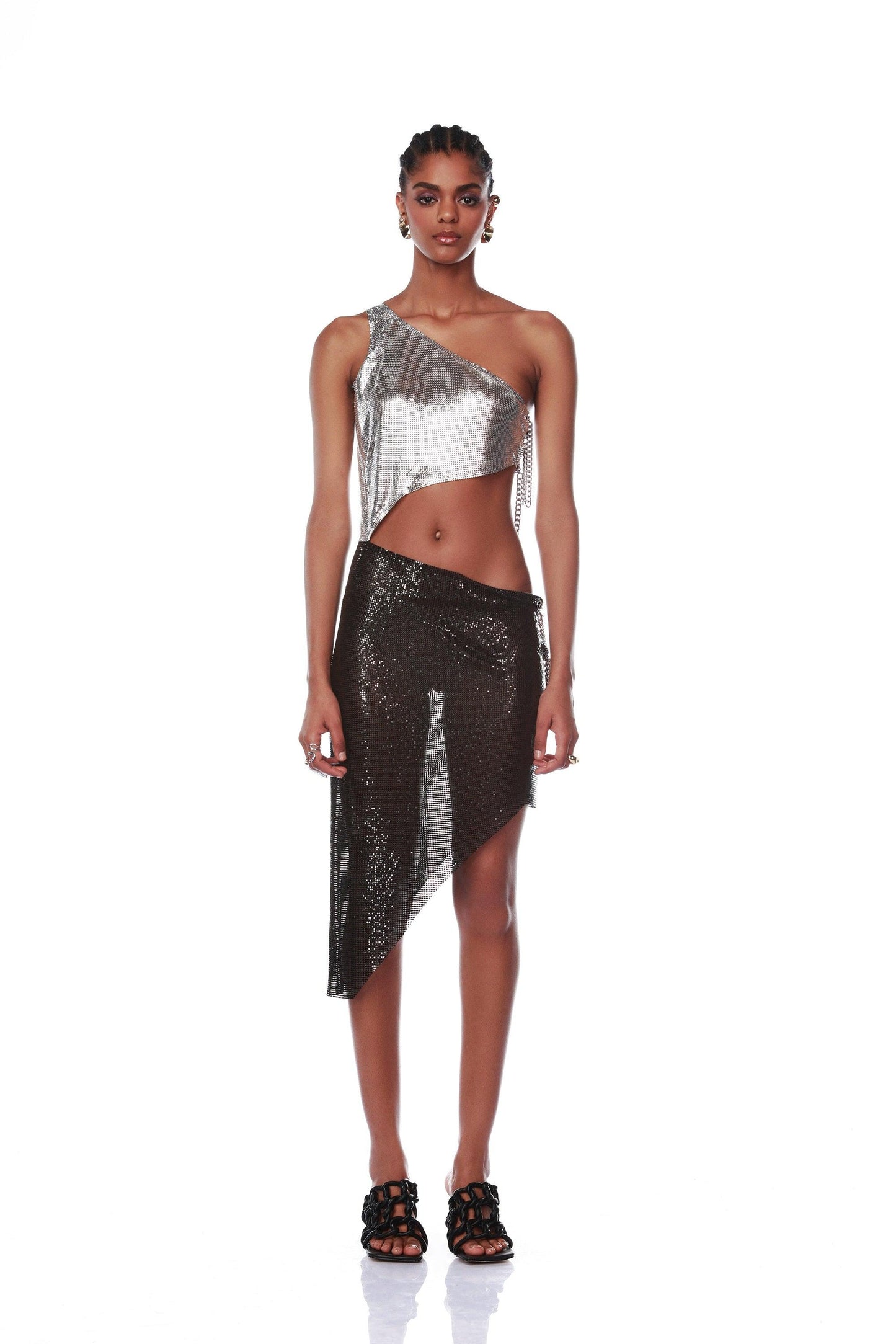 Xenia Black and Silver Mini Dress