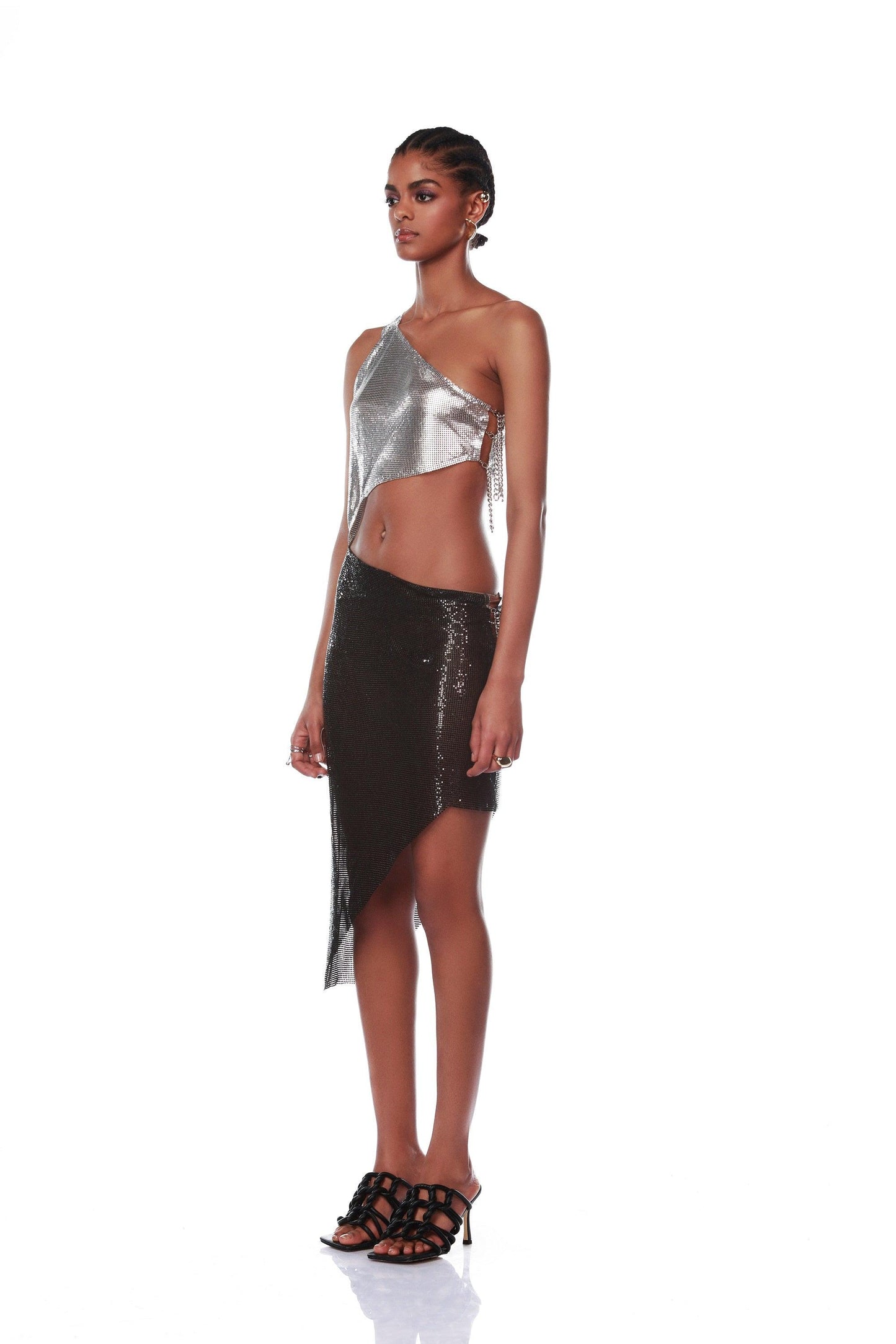 Xenia Black and Silver Mini Dress