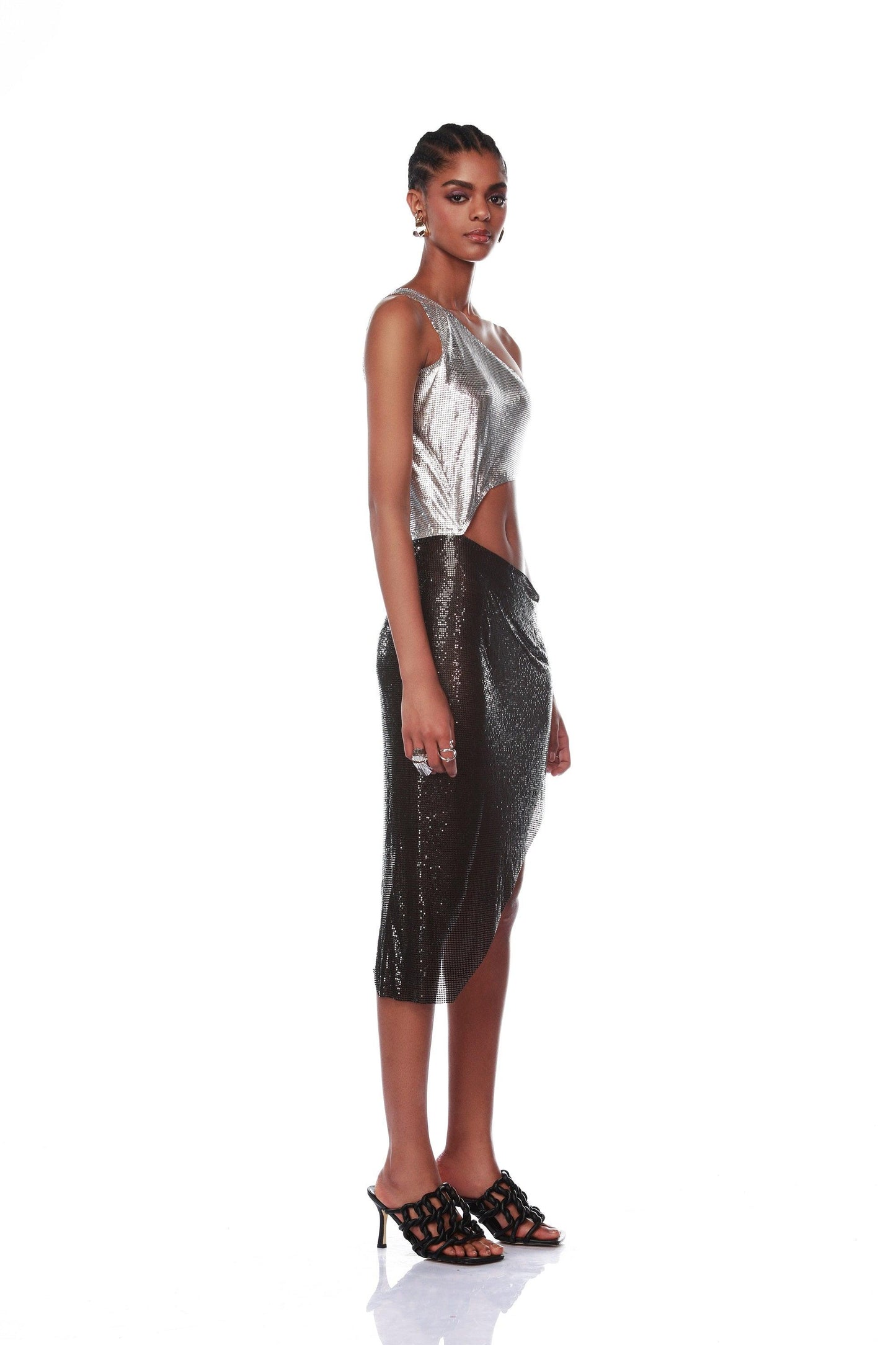 Xenia Black and Silver Mini Dress