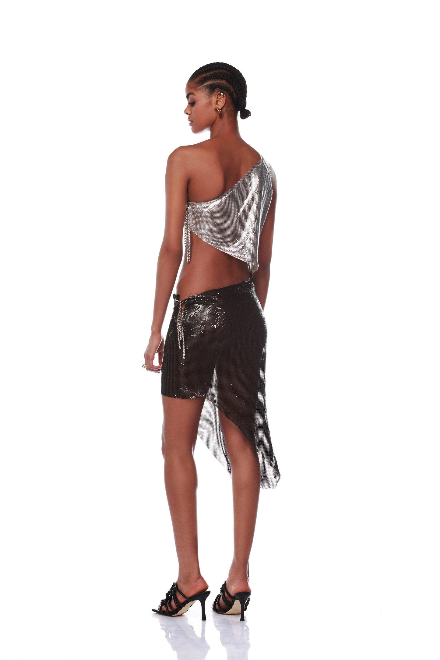 Xenia Black and Silver Mini Dress