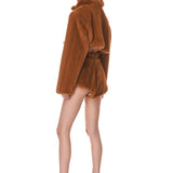 Look 9: Faux Mink Long Sleeve Cropped Jacket + Faux Mink Shorts