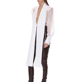 Look 5: Long Sleeve Sheer Blouse with Tie + Organza Pant