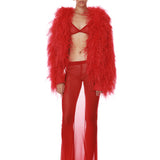 Hollis Top & Maxi Skirt Set + Marlowe Feather Bomber Jacket