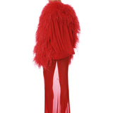 Hollis Top & Maxi Skirt Set + Marlowe Feather Bomber Jacket