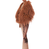 Zebra Head Halter Sheer Mesh Dress + Marlowe Feather Bomber Jacket