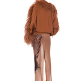 Zebra Head Halter Sheer Mesh Dress + Marlowe Feather Bomber Jacket