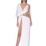 Morocco Blanc Asymmetrical Diamond Gown