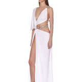 Morocco Blanc Asymmetrical Diamond Gown