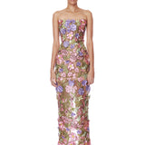 Iris Floral Maraya Strapless Ankle Dress
