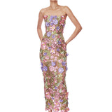 Iris Floral Maraya Strapless Ankle Dress