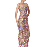 Iris Floral Maraya Strapless Ankle Dress