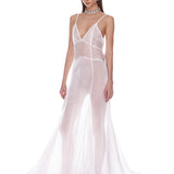 Ashanti Blanc V-Neck Organza Gown