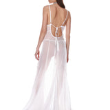 Ashanti Blanc V-Neck Organza Gown