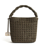 Sofia Woven Khaki Leather Midi Bag