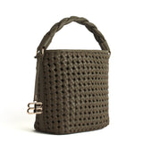 Sofia Woven Khaki Leather Midi Bag