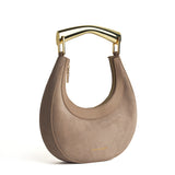 Cecile Midi Bag in Taupe Suede