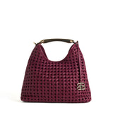 Sofia Woven Red Wine Leather Midi Bag