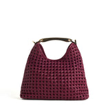 Sofia Woven Red Wine Leather Midi Bag