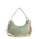 Iman Shoulder Bag in Celadon Suede