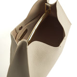 Poline Midi Bag in Blanc Pebbled Leather