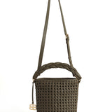 Sofia Woven Khaki Leather Midi Bag