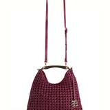 Sofia Woven Red Wine Leather Midi Bag