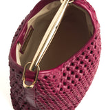 Sofia Woven Red Wine Leather Midi Bag