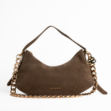 Iman Shoulder Bag in Brown Suede