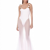 Kaya Blanc Sheer Illusion Metal Gown