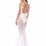 Kaya Blanc Sheer Illusion Metal Gown