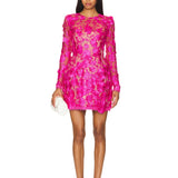 Bouquet Maraya Fuchsia Long Sleeve Mini Dress